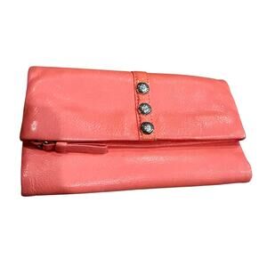 Vintage Brighton Nolita Coral Pebbled Leather Magnetic Closure Wallet Fold Over